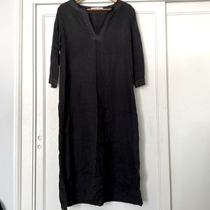 Erica Tanov black linen tunic dress M